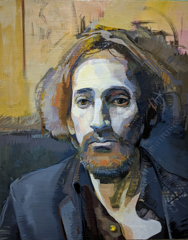 Portrait de David Lieber (Matthew Jaeborn). Huile sur bois de Guillaume Klootier, 2018.
